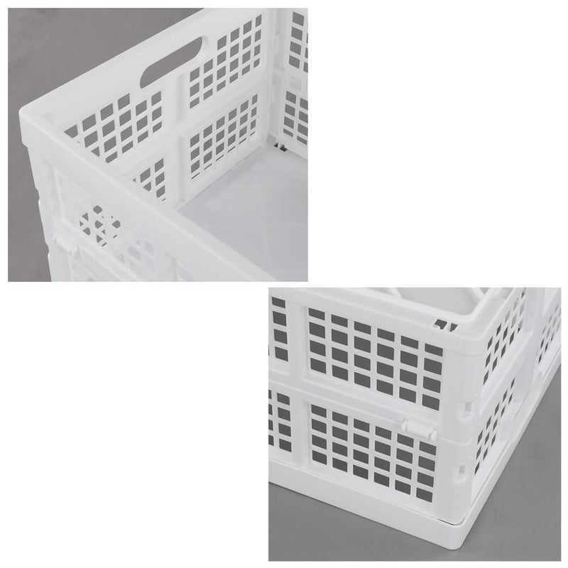 Begale 32 L Plastic Foldating Storage Basket, 3-Pack Collapsible Organizer Crate, White - Image 4